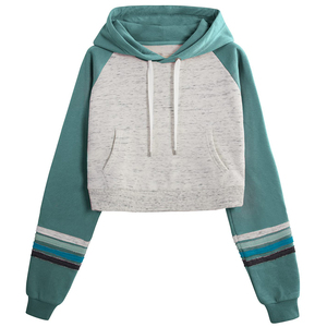 Sudadera con capucha de Top corto de mujer precio al por mayor OEM con logotipo personalizado impresión algodón poliéster Sudadera con capucha de Top corto - Product Image 1