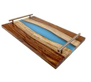 ถาดเสิร์ฟอาหารเช้าทำจากไม้อีพ็อกซี่เรซินสำหรับบ้านโรงแรมร้านอาหารถาดตกแต่งสไตล์ศาสนาพร้อมที่จับ - Product Image 1