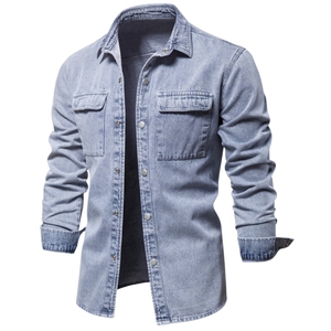 <b>Light</b> Wash Solid Denim <b>Jacket</b> High Quality Fashionable Denim <b>Jackets</b> for Men <b>Light</b> Wash Solid Denim <b>Jacket</b> for Casual Wear - Product Image 3