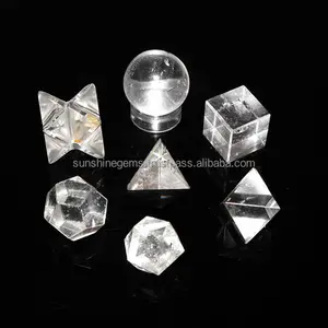 Набор геометрических кристаллов прозрачного кварца, исцеление кристаллов и метафизический баланс | Оптовая продажа, наборы кристаллов кварца с священной геометрией