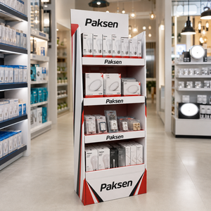 Vollfarbiger Wellpappe-Bodendisplay-Ständer für Verpackte Auto-LED-Lampen und Elektronische Waren - Product Image 2