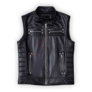 Meilleur prix de vente Gilet en cuir pour homme en cuir PU Vente chaude Gilet en cuir décontracté d'hiver Conception personnalisée Durable Respirant Imperméable Service OEM - Product Image 1
