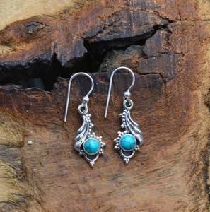 Boucles d'oreilles en argent sterling turquoise, bijoux en pierres précieuses faits à la main, cadeau élégant pour femmes - Product Image 6