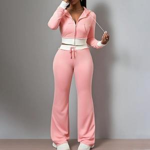 ชุดวอร์มผ้าฝ้ายมีฮู้ดผ้าเฟรนช์เทอร์รี่และกางเกงขายาวออกแบบโลโก้ได้ตามต้องการ - Product Image 2