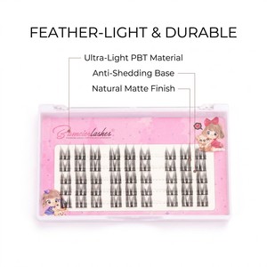 BAMEIER Cils DIY professionnels style <span class=keywords><strong>Manga</strong></span>, naturels, segmentés en bouquets, style œil de chat et elfe, en fibre PBT douce, plateau d'extension - Product Image 5