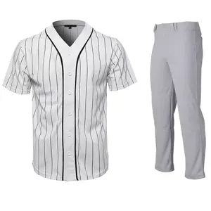 Ensemble de maillot et de pantalon de baseball personnalisé, uniforme d'équipe, impression par sublimation, boutonnière, vêtements de sport performants, kit complet - Product Image 1