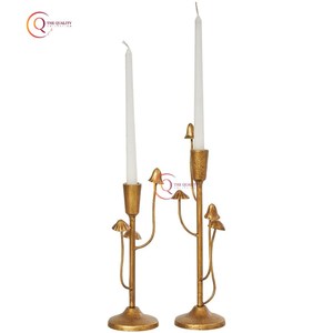 Ensemble de 2 bougeoirs de décoration de table en plaqué or pour la maison et Noël Bougeoir unique pour l'intérieur et l'extérieur - Product Image 2