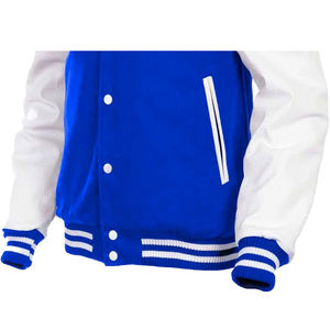 Chaqueta Universitaria Personalizada al por Mayor de Fábrica, Diseño OEM, Transpirable, Resistente al Viento, de Alta Calidad para Hombre, con Parche Bordado Frontal de Cuero Genuino - Product Image 3