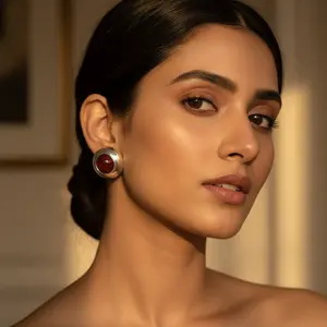 Pendientes de Plata para Mujer con Piedras Preciosas Rojas, Diseño de Gota Moderno para Compromiso, con Rubí y Esmeralda en Corte Pera, Certificado GIA, Regalo de Joyería - Product Image 1