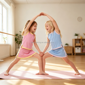 Conjunto de Falda Plisada para Niñas, Tela que Absorbe la Humedad, Pantalones Cortos Incorporados, Top con Botones Traseros, Ropa de Yoga, Talla Personalizada, Envío Rápido - Product Image 3