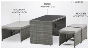 Custom Colors Outdoor Dining <b>Table</b> Set Comfortable Rattan Wicker UV Protected Jamaica Wholesaler - Product Image 5