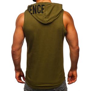 Camiseta sin mangas de gimnasio con capucha para hombre con logotipo personalizado Tela transpirable ecológica Estilo de calle principal Servicios OEM - Product Image 2