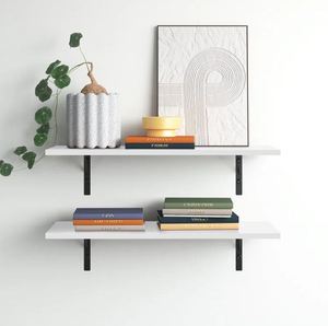 Floating wall <b>shelves</b> white metal wood wall mounted storage <b>shelf</b> for home hotels living room kitchen decor made in india 2023 - Product Image 2