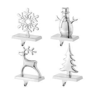 Lot de 4 décorations de Noël en métal argenté de haute qualité, porte-bas et cintre, fournitures en vrac d'Inde - Product Image 1