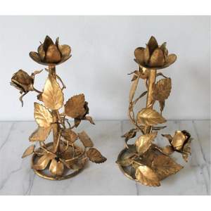 Handmade Antique <b>Gold</b> Metal <b>Candelabra</b> 3-Lite Flower Taper Candle Holder for Wedding Centerpiece Wrought Iron Floral Candlestick - Product Image 5