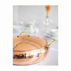 Vente chaude à prix raisonnable Exportateur de plats de service blanc et or de l'Inde Ensembles d'ustensiles de cuisine Pot de service en cuivre sûr - Product Image 4