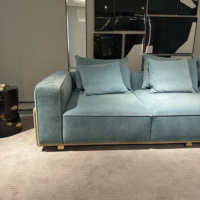 Canapé de luxe italien moderne à 4 places en ligne en velours vert foncé Ensemble de canapés de salon de luxe en cuir et acier inoxydable