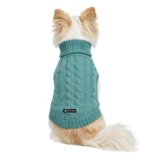 เสื้อสเวตเตอร์ถักลายเคเบิ้ลสำหรับสุนัข สีเขียวสน อุ่นสบายสำหรับฤดูหนาว เสื้อคลุมสัตว์เลี้ยงเนื้อนุ่ม เสื้อผ้าสุนัขถักนิตติ้ง ใส่สบายในสภาพอากาศหนาวเย็น - Product Image 2