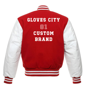 Guantes ciudad venta al por mayor caliente Letterman hombre Varsity chaqueta con cuerpo de lana y mangas de cuero acolchado forro chaquetas para hombre - Product Image 3