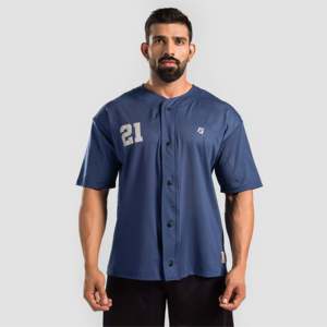T-shirt de baseball bleu sarcelle à manches courtes pour l'entraînement en salle de sport - Product Image 1