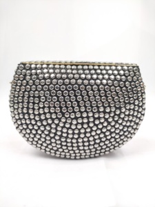 Elegant Alloy Metal <b>Clutch</b> for Women Premium Evening Bag with Crystal <b>Embellishments</b> and Chain Strap - Product Image 4