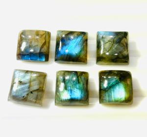 Labradorite naturelle 12mm coupe carrée Cabochon en vrac pierres précieuses multi-feu paquet de 6 pièces - Product Image 2