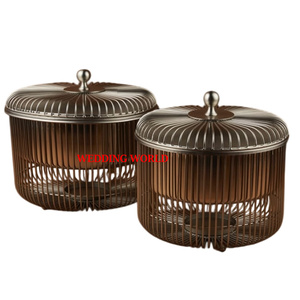 Ensemble de deux marmites à fond épais martelées, polies miroir, faites à la main, design de luxe, forme ronde, chauffe-plats en métal - Product Image 2