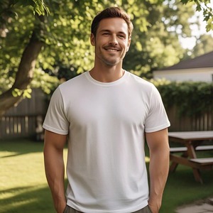 T-shirt à manches courtes pour homme, taille plus, col rond, 100% coton jersey, personnalisable, OEM - Product Image 6