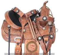 Selles en cuir véritable personnalisables de haute qualité 10-18 Style occidental de taille de cheval pour la course de trail de baril et l'équitation de plaisir