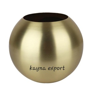 Laiton plaqué fer feuille métal fleur vase restaurant décoration intérieure pot de fleur bol utiliser table décoratif fleur bol - Product Image 3