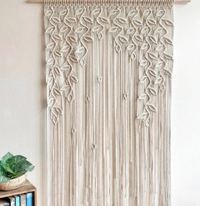Macrame Leaf Doorway Curtain, Vintage <b>Door</b> Curtain Leaves - Product Image 1