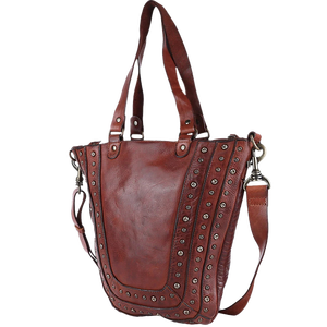 Bolso Tote de Cuero Genuino con Tachuelas GangesGrain, Estilo Vintage, Forro de Poliéster, Temporada Primavera/Verano, Opciones de PU - Product Image 1