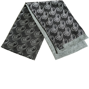Black Gray Paisley <b>Man</b> Made <b>Silk</b> <b>Scarf</b> Ready Stock Double Layer Two Faced Winter Warm <b>Scarf</b> Jacquard Satin - Product Image 2