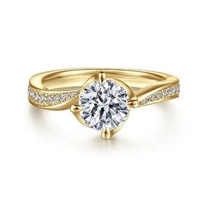 Anillo de compromiso de diamante de corte redondo cultivado en laboratorio, anillo de regalo de lujo de moda de oro sólido de 14K para mujer, certificado IGI - Product Image 1