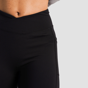 Leggings de gymnastique unisexe en spandex de haute qualité avec logo personnalisé porte-poche extensible et respirant avec cordon de serrage taille haute - Product Image 2
