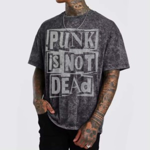 เสื้อยืดคอกลมทรงปกติสำหรับผู้ชาย ผ้าฝ้าย 100% คุณภาพสูง เป็นมิตรต่อสิ่งแวดล้อม สีเทาฟอกกรด รุ่น Heavyweight ของ Crew Fitness Customized - Product Image 1