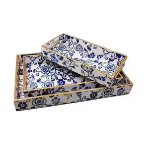 Plateau de service en bois avec motif imprimé en émail pour la nourriture, le thé, le café et l'utilisation à la maison - Product Image 6