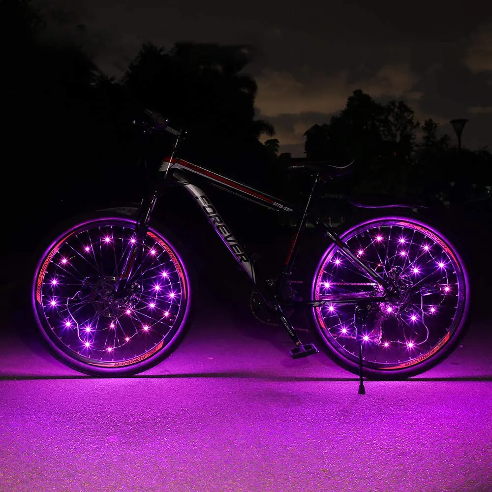 2 lastik paketi LED bisiklet tekerlek ışıkları Ultra parlak su geçirmez bisiklet ışıkları konuştu bisiklet dekorasyon