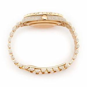PJ Mens Moissanite <b>Watch</b> Yellow Gold Full Diamond <b>Arabic</b> <b>Numerals</b> Baguette Pave Setting Iced <b>Watch</b> Luxury Middle East Style - Product Image 4