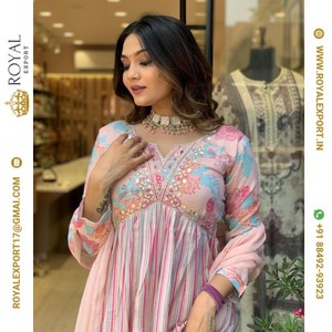 Vamika กางเกง kurti ปักลายผ้าวิสคอสเมสลิน - Product Image 3