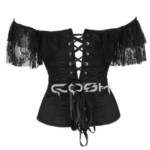 Corset sexy pour femme, épaules dénudées, à lacets, avec baleines en acier, style overbust - Product Image 6