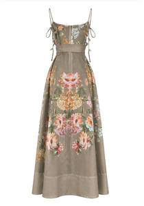 Robe moulante en coton uni avec bretelles, élégante, à nouer aux épaules, ceinturée, fabriquée en Turquie, sur mesure, pour soirées et fêtes, longueur midi, pour femmes, vente en gros - Product Image 4