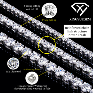 Pulsera de tenis de diamantes cultivados en laboratorio con certificación IGI, de alta calidad, con corte brillante, DEF VS-VVS, cadena de eslabones de plata 925, joyería. - Product Image 2