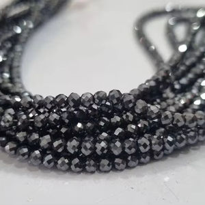 Cuentas de diamante moissanita negra de 3 MM grado AAA 16 pulgadas para collar negro de diamante, pulsera de moissanita - Product Image 1