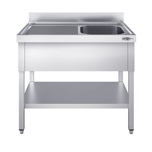 Fregadero Comercial de Acero Inoxidable PREMIUM - 1000x700mm - con un Solo Tazón a la Derecha - con Estante Inferior - Product Image 6