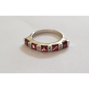 Women's Handmade 925 Sterling <b>Silver</b> <b>Ring</b> with Natural <b>Garnet</b> White Topaz Princess Cut Diamond Fine Jewelry for Everyday Wear - Product Image 2