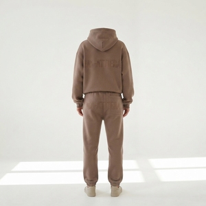 Womens Mocha Brown Hoodie Tracksuit <b>Set</b> Fleece Pullover <b>Jogger</b> Pants Casual <b>Matching</b> Activewear Loungewear Outfit Modern - Product Image 3