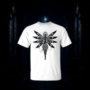 T-shirt gothique Angel Seraphim, noir et blanc, design religieux, vêtements artistiques symboliques - Product Image 3