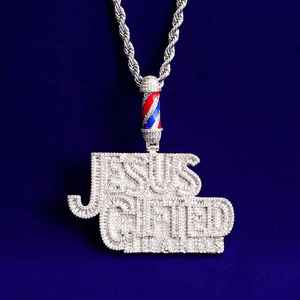 Colgante de Letra JESUS CHED con Incrustaciones de Moissanita y Baño de Oro Personalizado, Estilo Hip Hop, con Cadena de Cuerda - Product Image 3