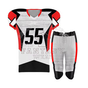 ชุดอเมริกันฟุตบอลคุณภาพสูง FANTASY WEAR ผลิตจากโพลีเอสเตอร์ 100% ผ้าทนทาน สวมใส่สบาย พร้อมกราฟิกทีมแบบกำหนดเอง ได้รับการรับรองมาตรฐาน CE - Product Image 1